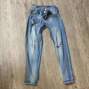 Classic Blue Distressed Skinny Jeans
